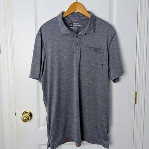 Saxx DropTemp All Day Cooling Short Sleeve Polo Pocket Shirt Grey Heather XL #95
